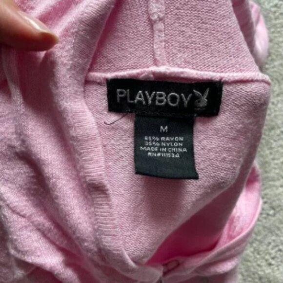 VINTAGE PLAYBOY RARE zip up pink vintage playboy zip sweatshirt sweater size M - Picture 5 of 6